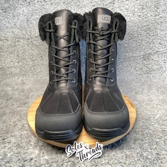 UGG Butte Cold Weather Leather Boot Size 12 Men Black 5521 - Picture 3 of 8
